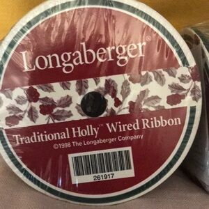 Longaberger Basket Wired Ribbon. Classic Holiday Print 2